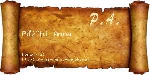 Páhi Anna névjegykártya